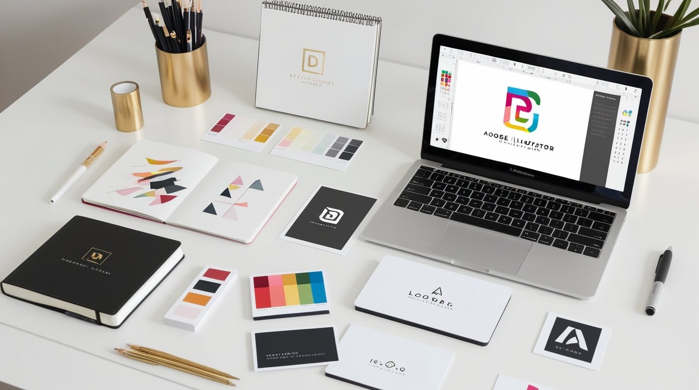 Minimalist flat lay creative toolkit